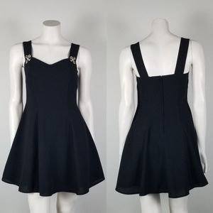 Caren Desiree Company CDC Black Rhinestone VTG 90s Babydoll Mini Dress Size 4P